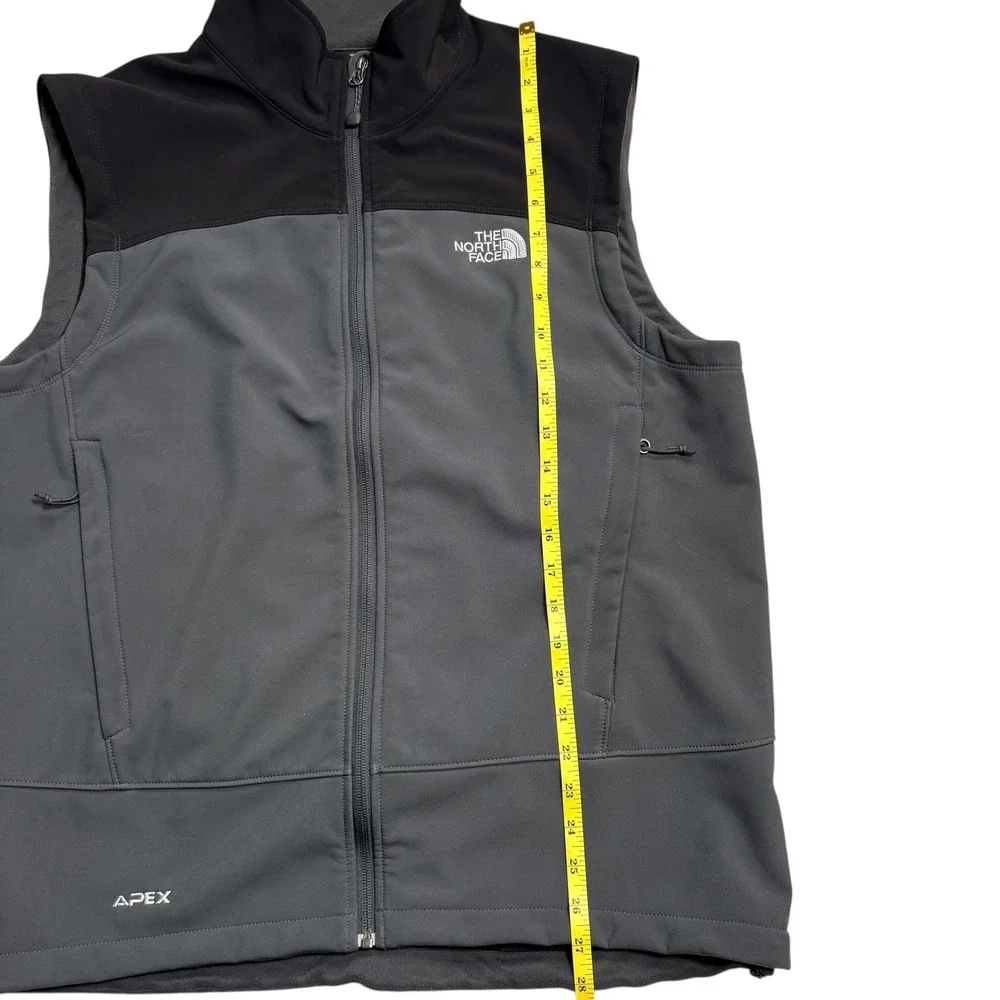 The North Face Apex Mens Soft shell Vest Gray Black Full Zip‎ Lined Outdoor L